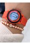 Girl's Watch-In Gift Package-Digital Sports-Orange Silicone Band-Pool Sea Suitable + Bracelet - 4