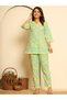 Women Blue Cotton Printed Tunic and Pants Co-Ords - 4