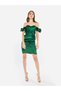 Women Rosette Detail Satin Mini Dress