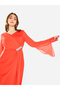 Women Draped Crystal Waist Midi Dress - 4