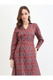 Brown Floral A-Line Midi Dress - 3