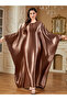Women Solid Satin Fitted Kimono Sleeve Jalabiya