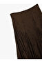 Asymmetric Cut Lace-Trimmed Brown Women's Skirt 6WAK10294EK - 5