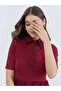 Women Burgundy Buttoned A-Line Midi Dress - 4