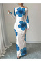 Women Floral Print Bodycon Maxi Dress - 5