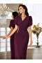 Women Ruching Detail Puff Sleeve Embellished Maxi Dress - 4