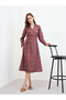 Brown Floral A-Line Midi Dress - 2
