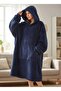 Wellsoft Hooded Wearable Tv Blanket Unisex Oversized Poncho Dark Blue (1 Piece)