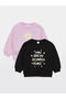 Black Crew Neck Long Sleeve Printed Baby Girl Sweatshirt 2-Pack