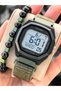 Spor Men's Watch, Suitable for Pool and Sea Use, Luminous, with Stopwatch, Digital, Green Velcro Strap