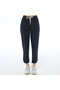 Women's Navy Blue Color Slit Long Pants with Front Çima Stitching Piped (with Plus Size Option) - 2