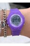 Brand Water Resist, Alarm, Lighted, Purple Silicone Cord Sports Women's Wristwatch - 4