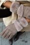 Fur-Detail Belted Soft Stylish Plush Gloves - 2