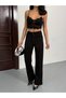Women's High-Waist Vintage Shiny Stone Patterned Special Design Stretch Fabric Palazzo Denim Jeans - 4