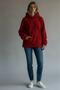 Women's Plush Oversize Hooded Pocket Detail Soft Sweatshirt Burgundy - 6