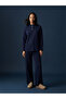 Navy Blue Stand Collar Women's Sweatshirt Tunic - 2