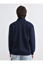 Navy blue Mock Neck stitch Printed Oversized women's sweatshirt - 4