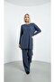 Ribbed Knit Winter Corded Fabric Double Set Indigo
