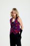 Vintage Floral Patterned Flannel Purple Winter Vest Original Design - 4