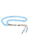 Blue Jade Stone Rosary with Natural Stone Metal Tassels