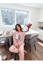 Dusty Rose Rabbit Detailed Welsoft Plush Winter Pajama Set - 3