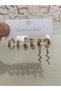 Gold Color Stainless Steel Multiple Hoop Earrings Set Zigzag Dangle Women Earrings - 3