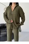Hooded Double Zippered Hair Knitting Knitwear Set - 7