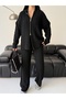 Hooded Double Zippered Hair Knitting Knitwear Set - 7