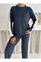 Women's Modal Tracksuit Set with White Stripes on the Sides - Lightweight Stretch Fabric Flexible Set 2577 - 3