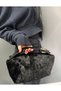 Women's Black Plush Teddy Hand and Crossbody Bag - 3