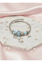 316L Tarnish Resistant Steel Adjustable Zircon Stone Silver Color Blue Stone Charm Bracelet - 2