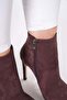 10.5 cm Brown Suede Pointed Toe Women's Heeled Boots - 4