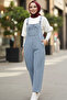 Women's Denim Blue Jumpsuit with Adjustable Straps and Pocket Detail - 3