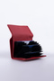 Petale Handmade Genuine Leather Horizontal Accordion Card Holder 12 Compartments Magnetic Wallet Red - 3