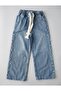 Girl's Thick Denim Pants with Pearls on the Side and Elastic Waist - 2