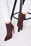 10.5 cm Brown Suede Pointed Toe Women's Heeled Boots - 3