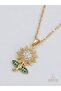 Sunflower Figured Steel Necklace Gold Color Zircon Stone Premium - 3