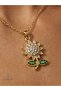Sunflower Figured Steel Necklace Gold Color Zircon Stone Premium - 4