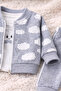 Cloud Patterned Zippered Baby Set 100% Cotton Gray Set of 3 (Jacket + T-Shirt + Bottoms) - 4