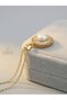 Pearl and Baguette Stone Steel Women's Necklace Gold Color Modern Premium Series - 3