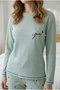 Green Heart and Polka Dot Patterned Soft Winter Waffle Knitted Pajama Set - 4