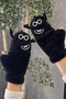 Cute Monster Figure Plush Winter Gloves – Soft Textured, Unisex, Black & White - 4