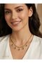 Green Stone Gourmet Chain Floral Steel Women's Necklace Premium Modern - 3