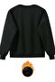 Unisex Bull Horn Printed Crew Neck Bottom Top Gray Black O Oversized Tracksuit Set - 7