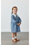 Girls' Denim Dress with Lace Collar Long Sleeve Denim Dress