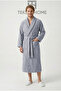 100% Cotton Unisex Bathrobe with Shawl Collar and Pockets, Large Size 3XL 4XL, Gray Men's and Women's Bathrobe - 2