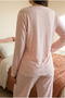 Pink Heart Pattern Patchwork Button-Front Knitted Pajama Set - 8