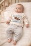 Baby Kids 2-Piece Set Cool Bear Printed Ecru Ribbed Sweatshirt + Gray Ribbed Pants Set 100% Cotton