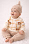 3-Piece Baby Set Bear Patterned Ecru Sweatshirt + Khaki Pants + Knotted Hat Unisex 100% Cotton - 4
