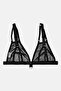 Women Textured Non Padded Lace Bra, Black - 2